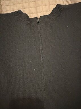 St. John Black Knit Basics Sweater with Gold Logo